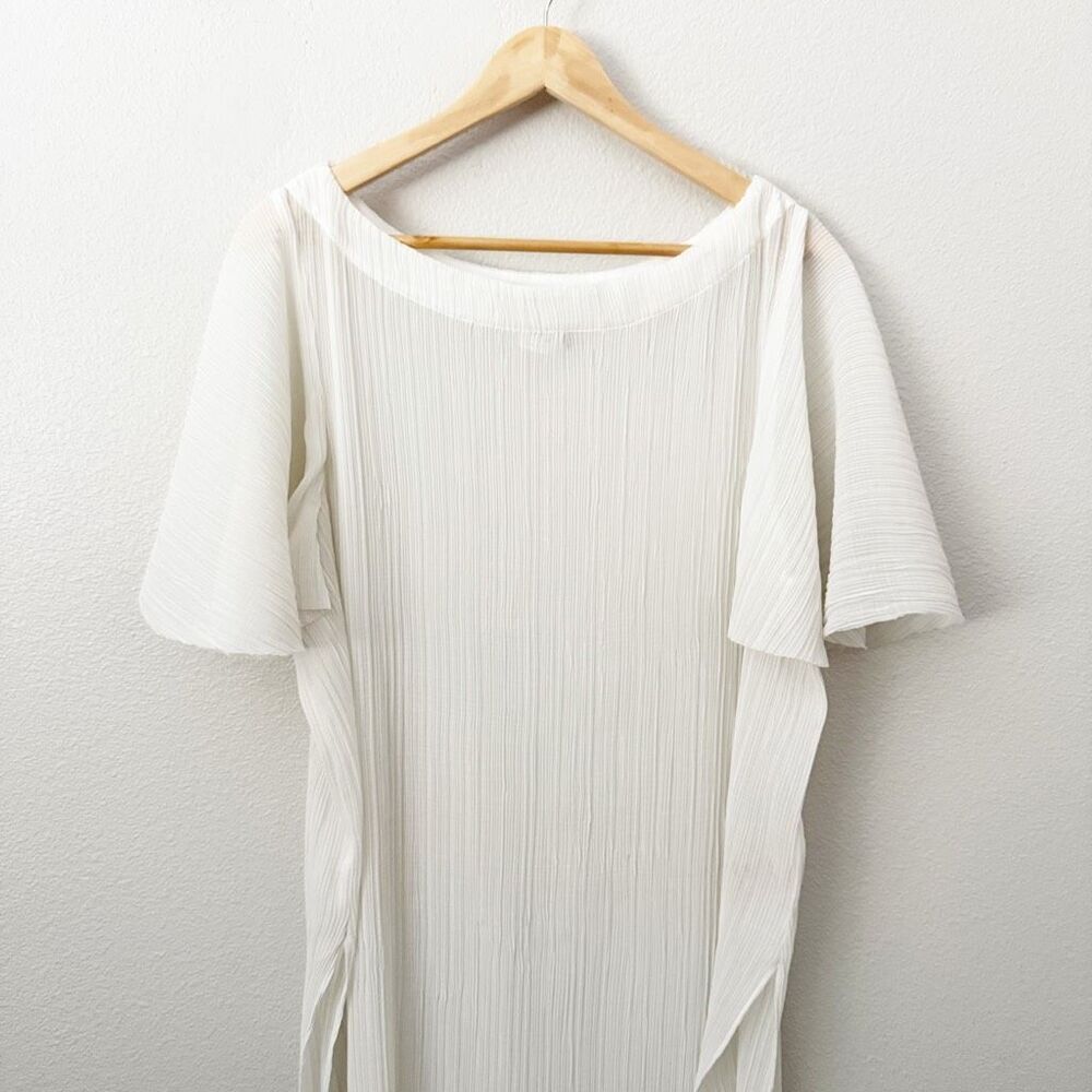 AKEMI + KIN x ANTHROPOLOGIE | Women's Cream Sheer Long Dress‎ Shimmer | Large